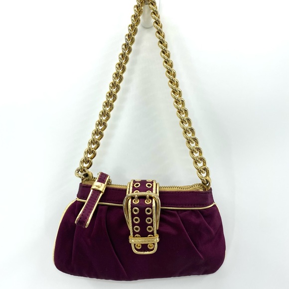 Nine West Chain Link ‘Deep Plum/Gold’ Mini Purse - Picture 1 of 12